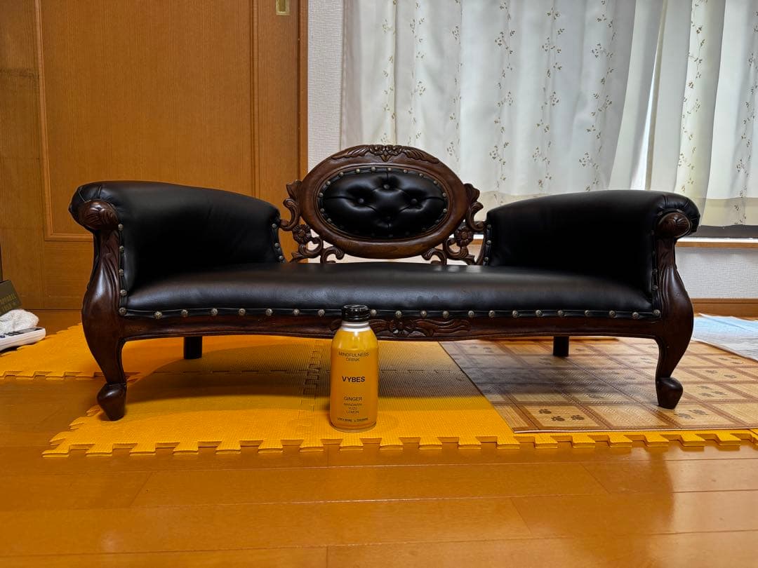 アンティーク黒革ソファ（ドール用）お値引中