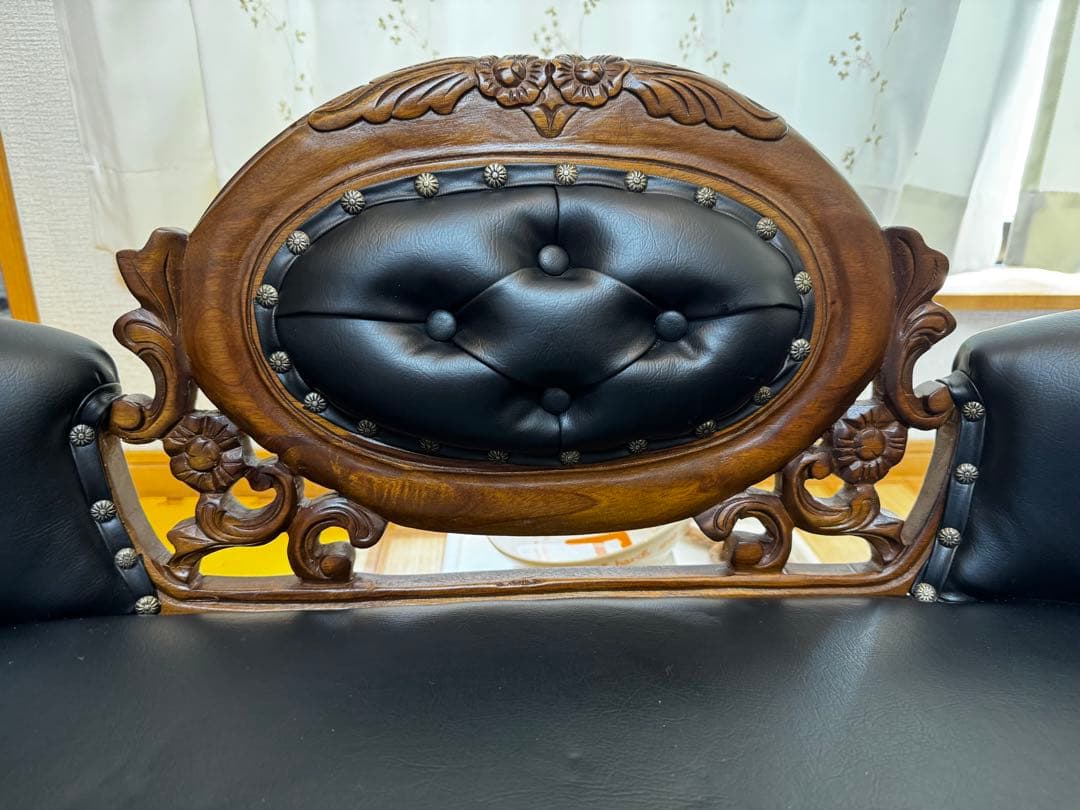 アンティーク黒革ソファ（ドール用）お値引中