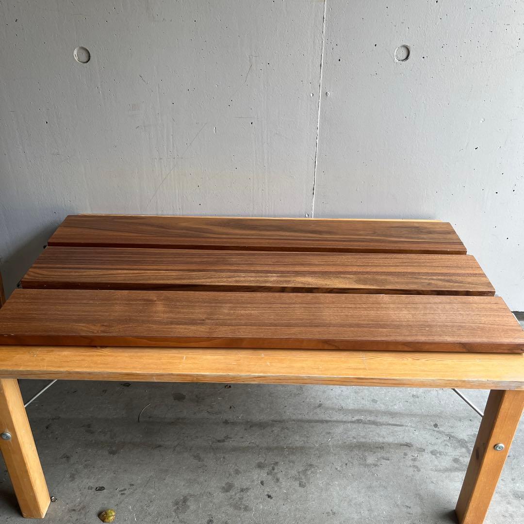 美品★無印 ステンレスユニットシェルフ・追加小棚／ウォールナット材 ３個セット