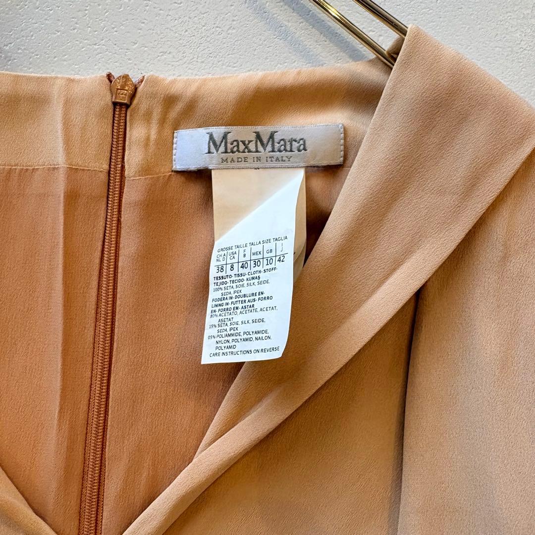 NO3-125 MAX MARA 白タグベージュノースリーブワンピース42