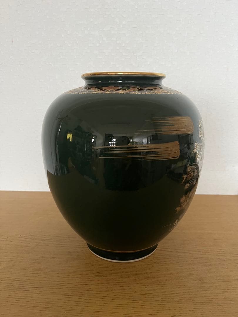 九谷焼　正峰　陶器　花瓶　民芸品　インテリア　孔雀と花