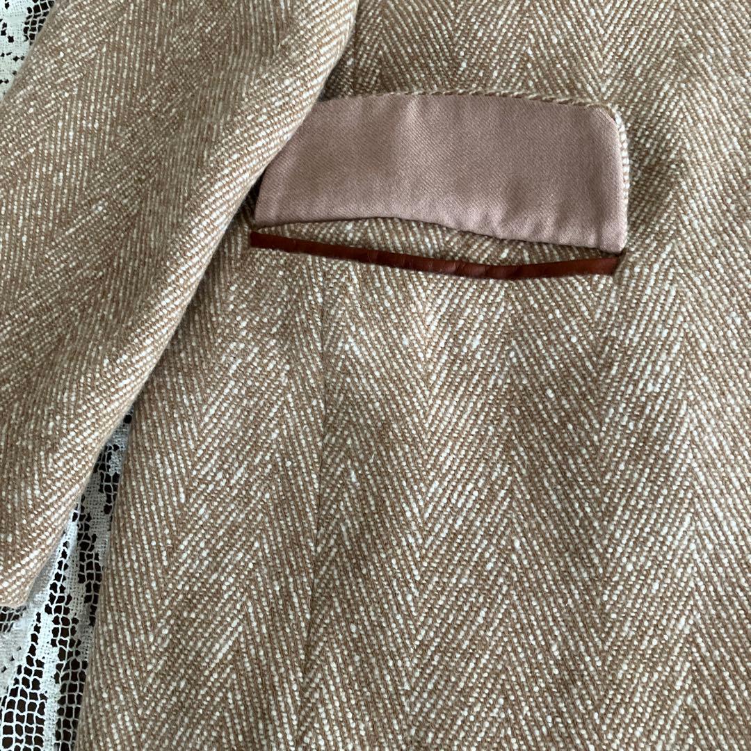 パラスパレス　ヘリンボーン織り　膝丈コート　カシミヤ混　 Lサイズ