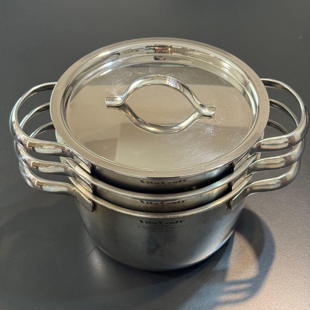 VitaCraft ステンレス鍋 4点セット 両手鍋　重ねて収納