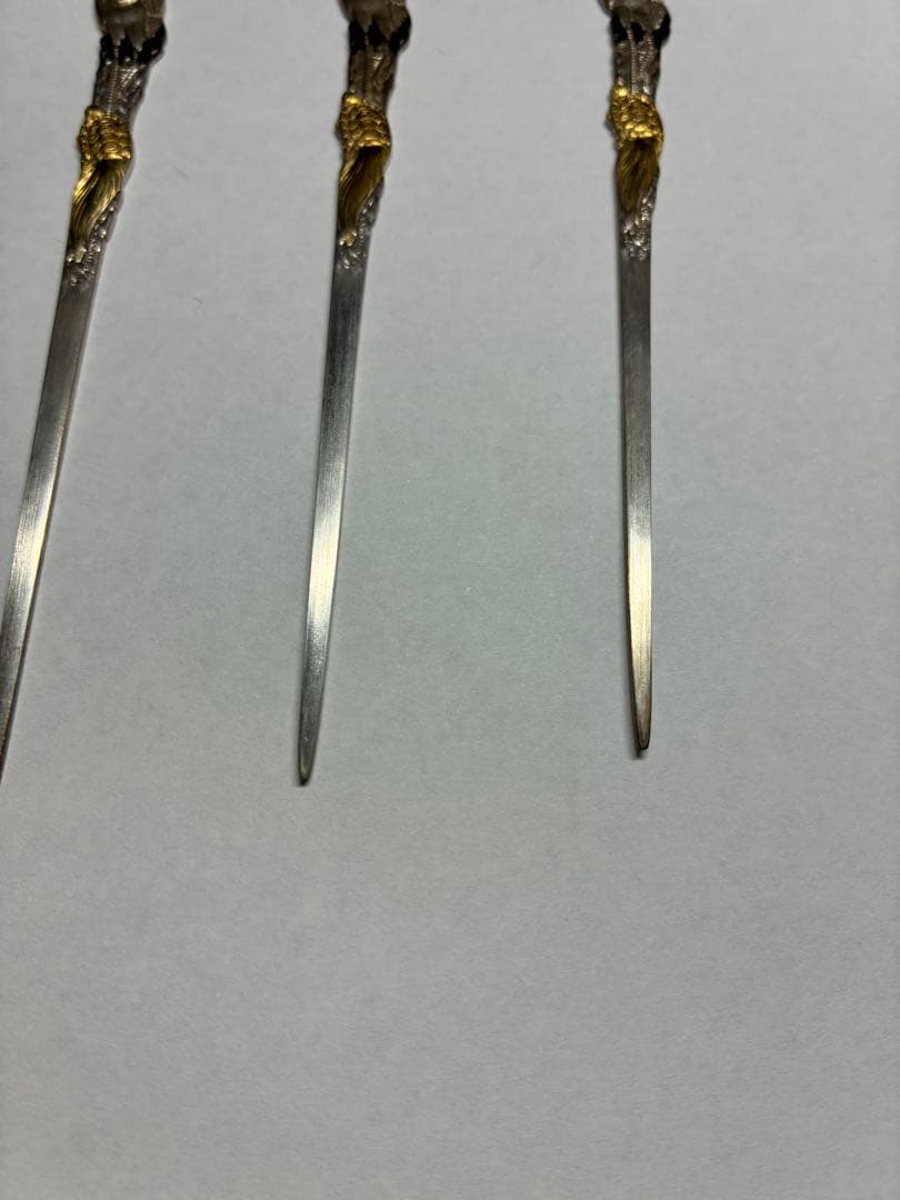 銀製　菓子楊枝　鶴亀　5本セット