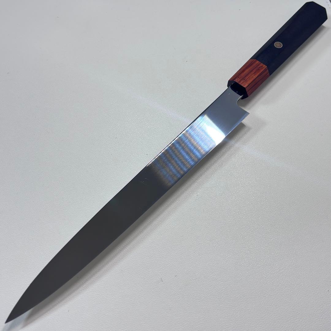 270mm 柳刃包丁 鏡面 黒檀紫檀八角柄 刺身包丁 全鋼、