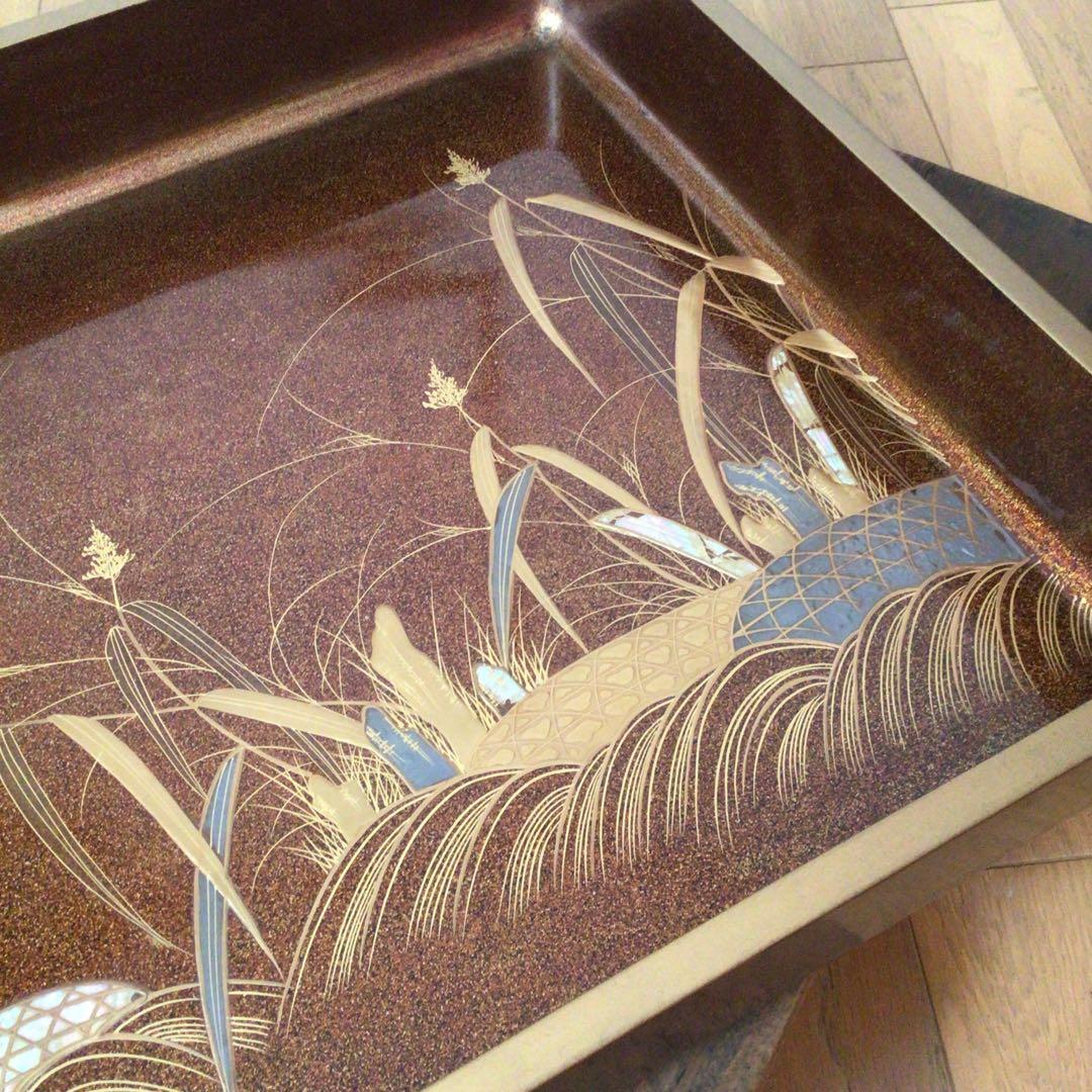 時代漆器　廣蓋　広蓋　骨董　蒔絵　螺鈿　昭和3年　共箱あり　アンティーク
