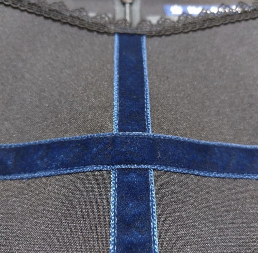 Moitie クロスライン編み上げOP 黒×青 ペチコート付き 美品 モワティエ