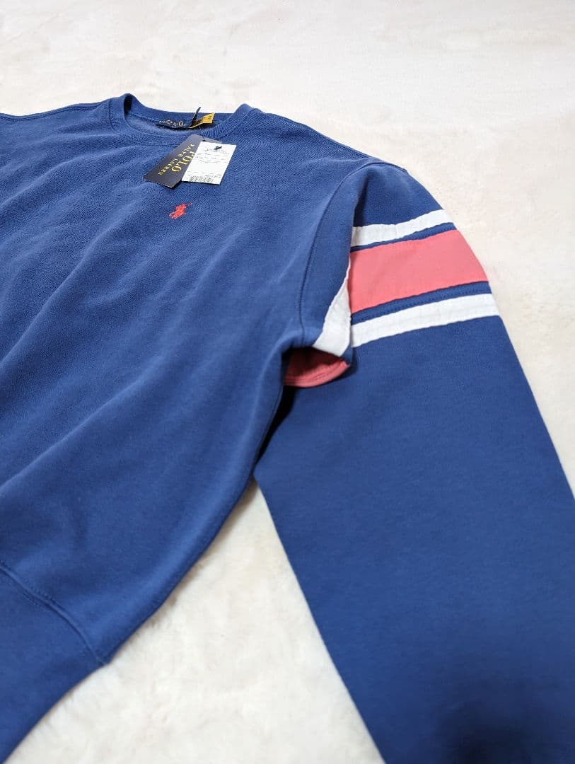 【未使用】ラルフローレン　ロゴ　刺繍　スエット　トレーナー　青　ビッグロゴ