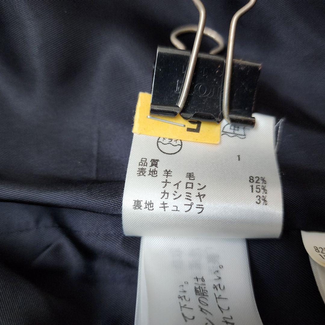 ICB 高級 カシミヤ コート ダブルブレスト 金ボタン フード Aライン 濃紺