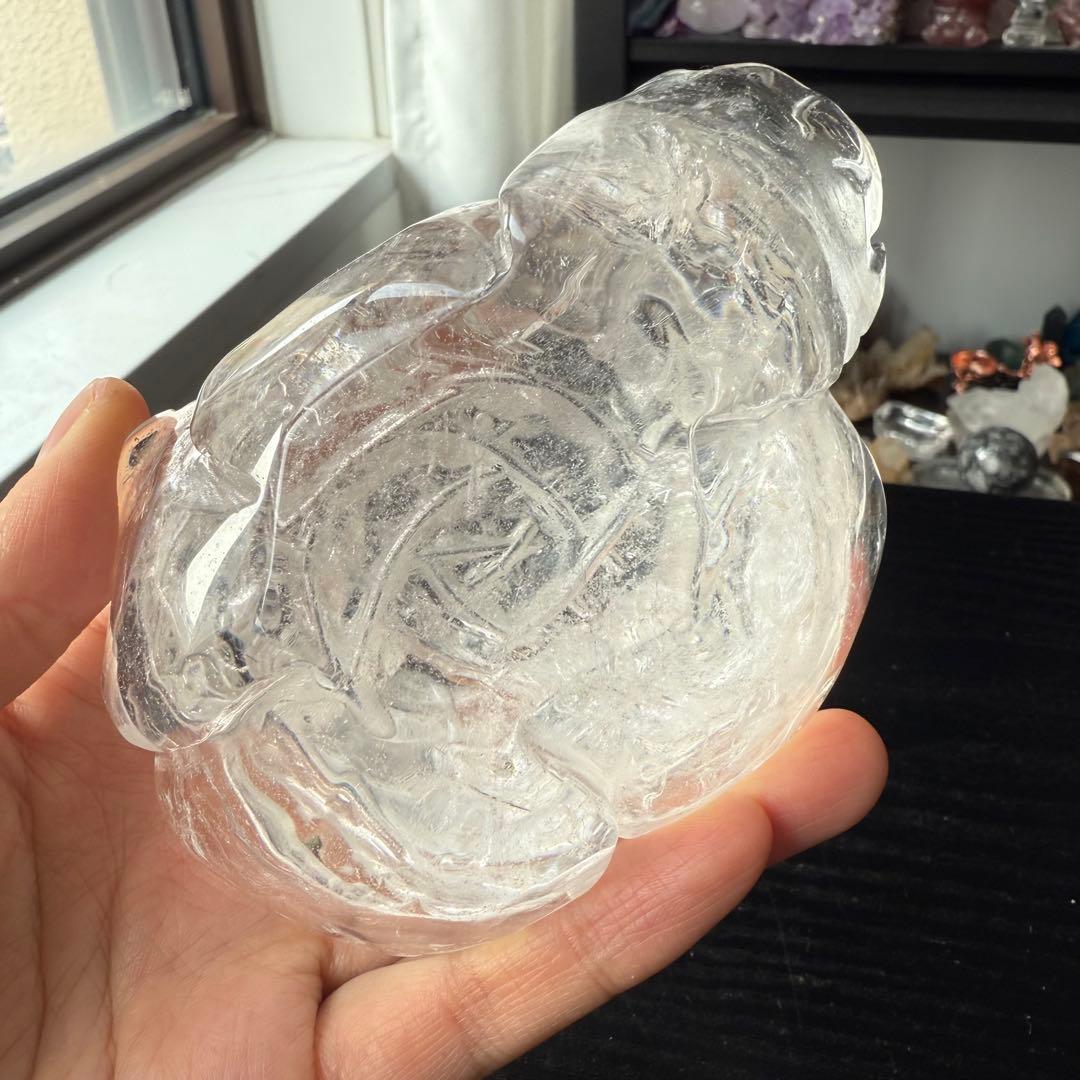 天然石水晶のお花　置物　彫物NO.121013