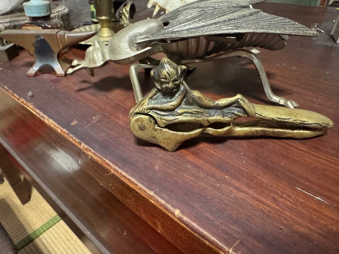 蝿の灰皿　デビルくるみ割り　アンビルペーパーウエイトセットフランスアンティーク