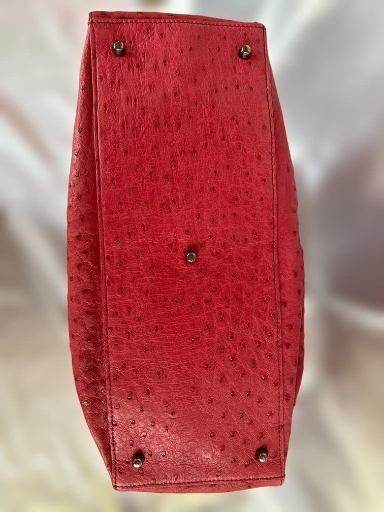 オーストリッチ バッグ 　ショルダー用ベルト付き　財布　3点セット