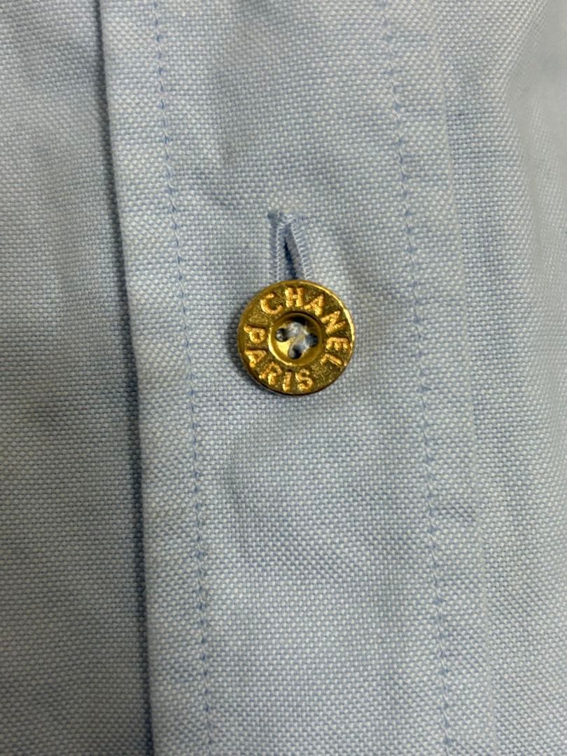 CHANEL ライトブルー ボタンダウンシャツ