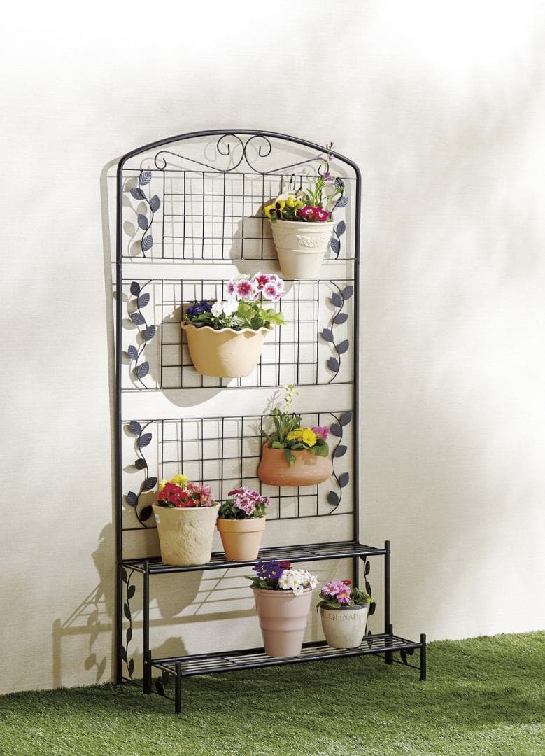 要在庫確認フェンス付きフラワースタンド 幅８０ｃｍ ２段