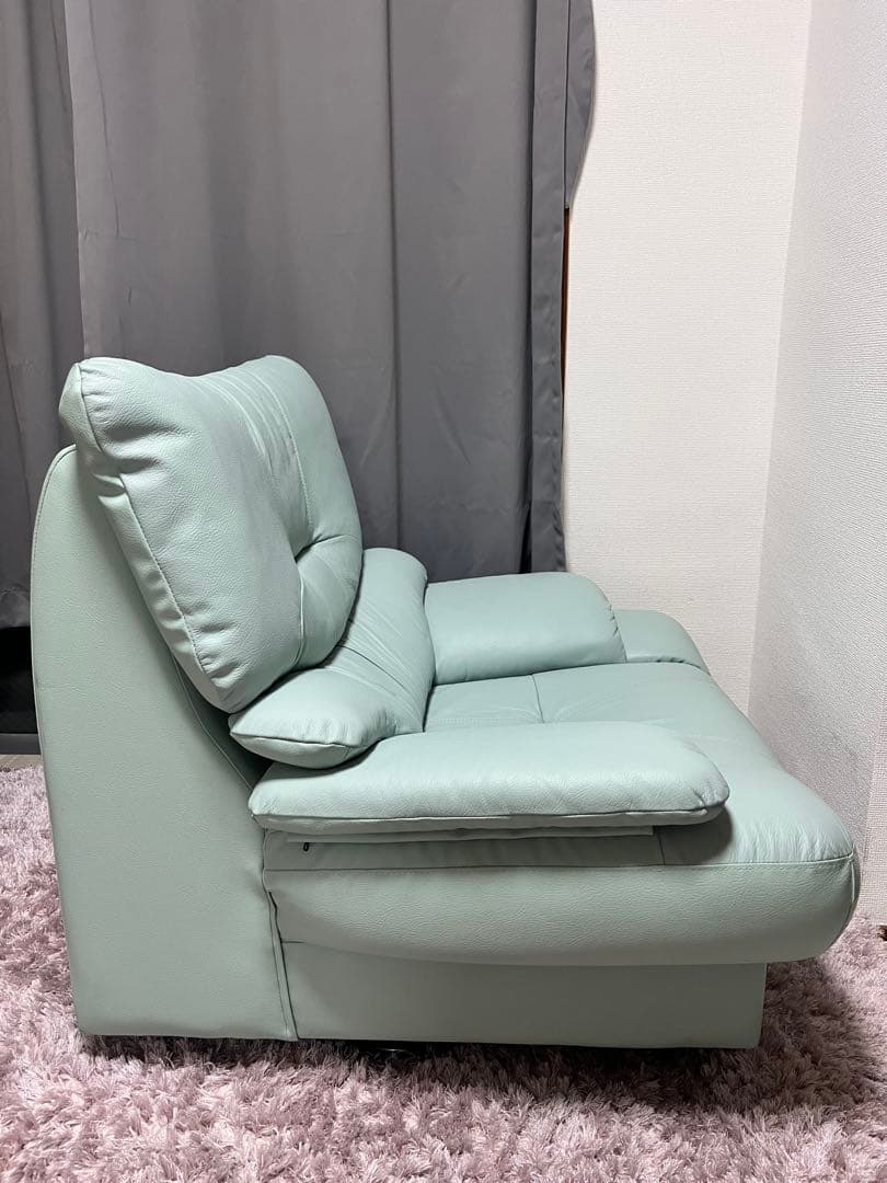 ミントグリーン リクライニング 1人掛け回転ソファ