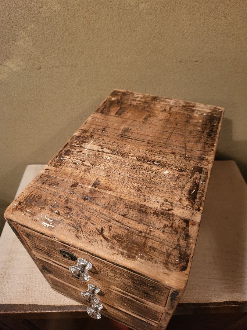 小引き出し　引き出し　ガラスつまみ　3杯　ヴィンテージ　アンティーク