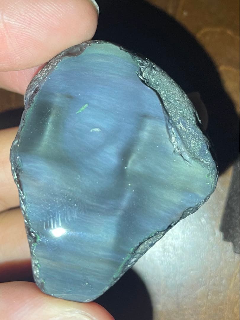 研磨品　十勝石玲瓏　グリーンベースオーロラ　レインボーオブシディアン