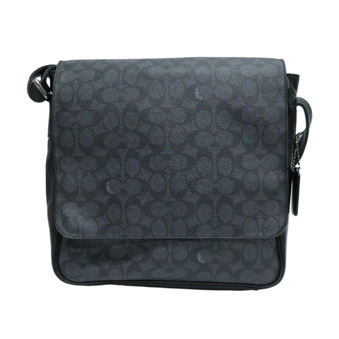 良品 COACH コーチ メッセンジャーバッグ PVC シグネチャー ブラック