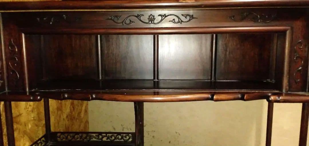 【昭和レトロ】 茶箪笥 飾り棚 和棚 飾り彫 古家具 アンティーク