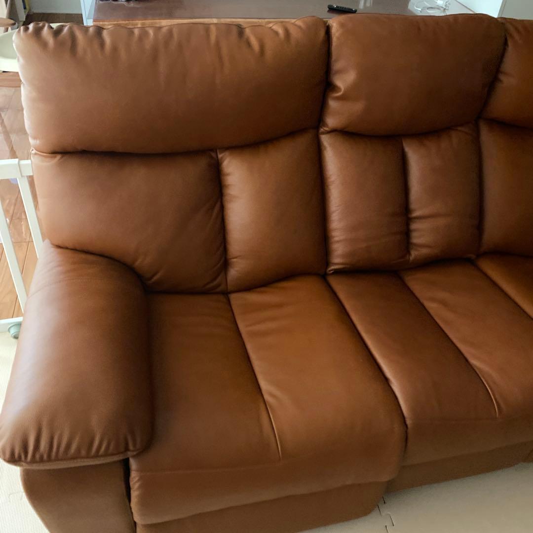 引き取り専用　電動リクライニングソファW1960 3人掛け レザー　本革