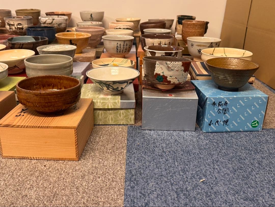 茶碗 抹茶碗 まとめて 44点 箱付 茶道具 陶器 京焼 金彩 色絵 信楽 萩