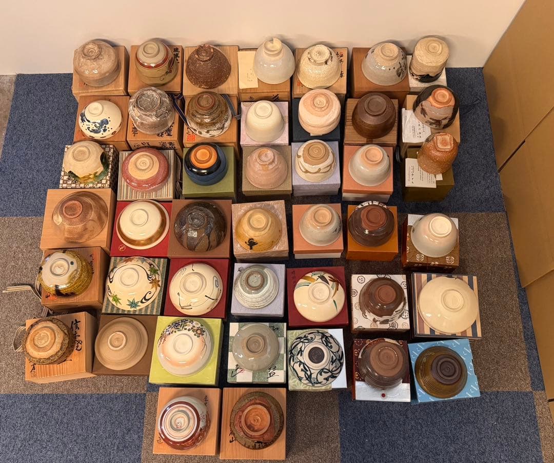 茶碗 抹茶碗 まとめて 44点 箱付 茶道具 陶器 京焼 金彩 色絵 信楽 萩