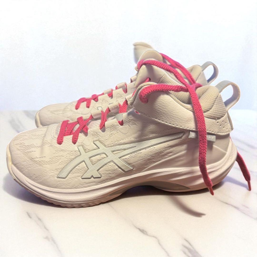 ASICS バスケットシューズ ハイカット ホワイト/ピンクタイムサービス中‼️