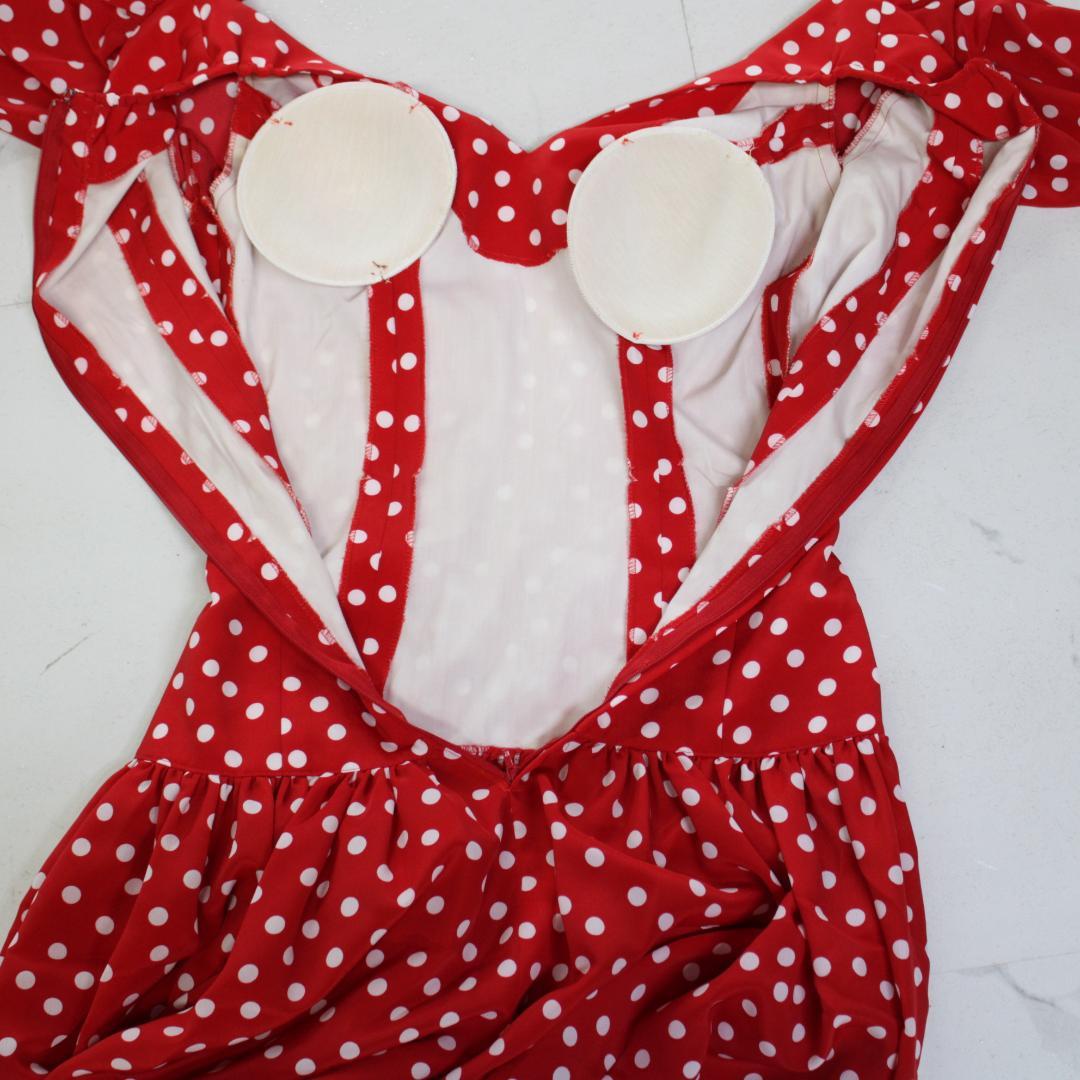 【美品 フラメンコ衣装】レッド×ドット柄 ワンピース ドレス ボランテ フリル