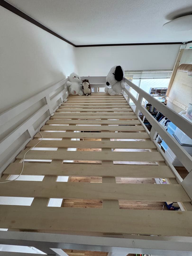 ホワイト シングル ロフトベッド 耐荷重500kg [引き取り限定です!]