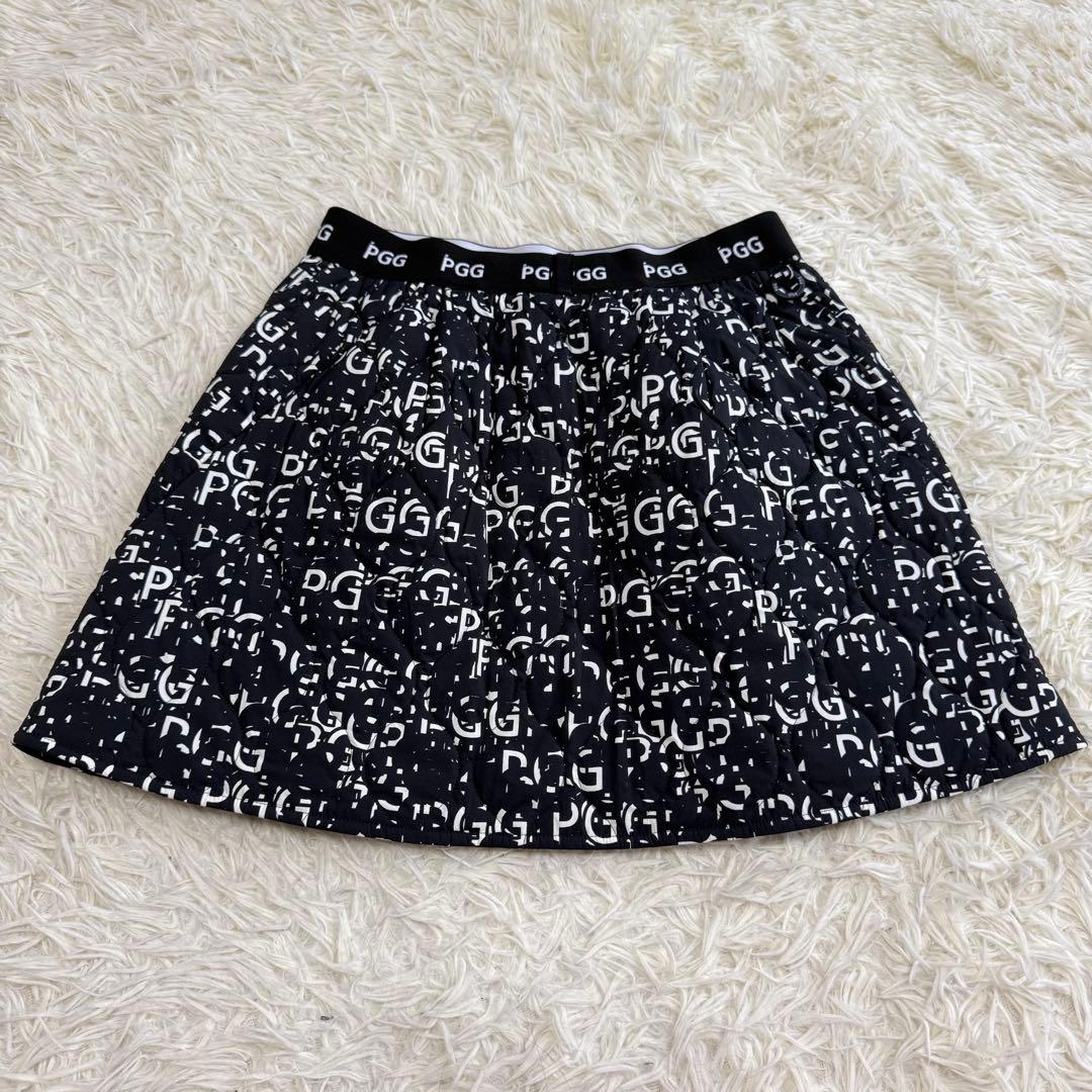 【パーリーゲイツ】美品 中綿 総柄 ブラック 0サイズ レディース