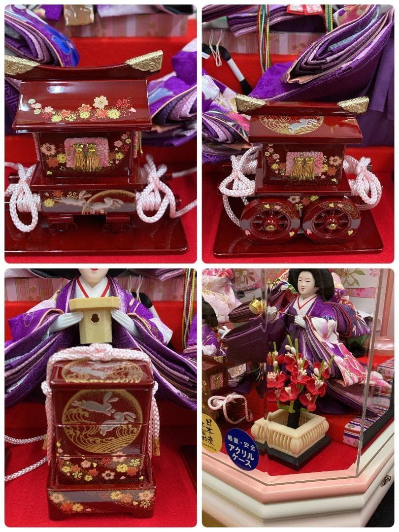 K16 　雛五人ケース　巾61㎝位　ひな人形アクリルケース　ひな人形ケース入り