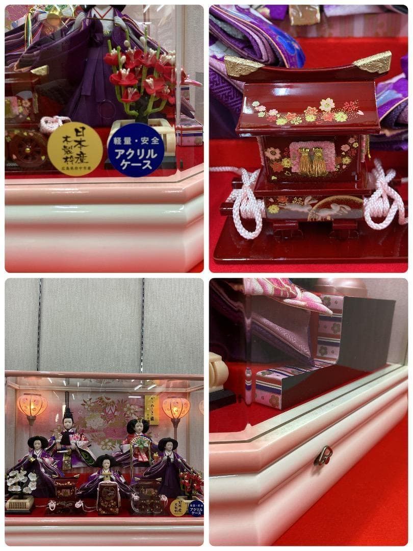 K16 　雛五人ケース　巾61㎝位　ひな人形アクリルケース　ひな人形ケース入り