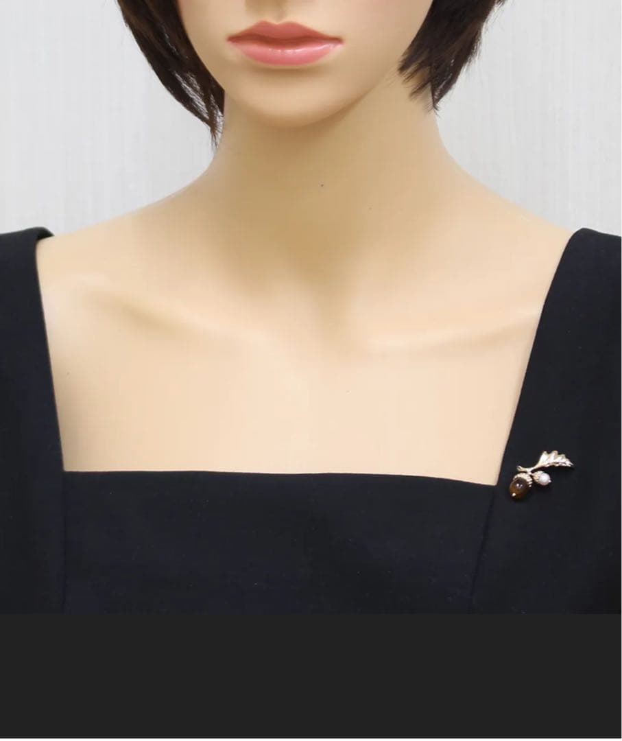 ミキモト ブローチ 18金 ピンクゴールド タイガーアイ MIKIMOTO