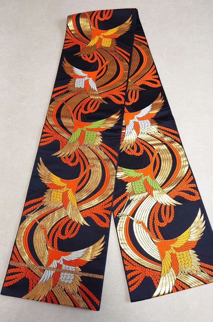 七五三　袋帯　全通柄　鶴柄