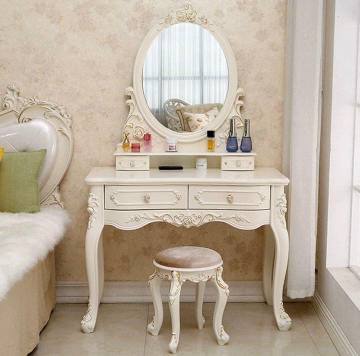 ロココ調北欧風ドレッサースツールLEDミラーライト セットゴージャスアンティーク