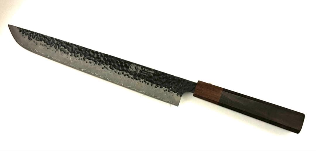 先丸柳刃 槌目 黒打鍛造 V 金10号 ダマスカス 67層 27cm ９寸 包丁