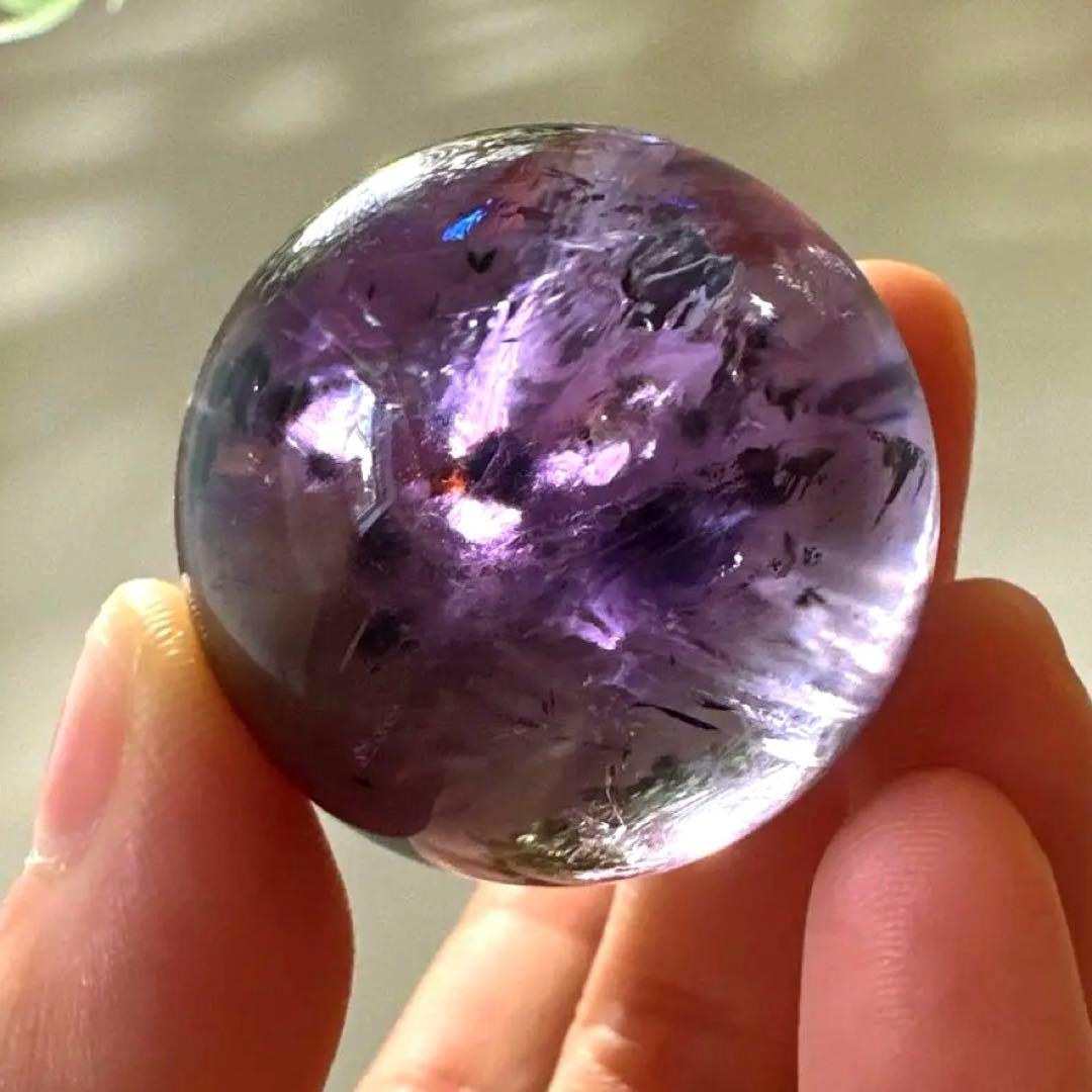 アメシスト　スフィア　高品質　ホーランダイト　虹　ファントム