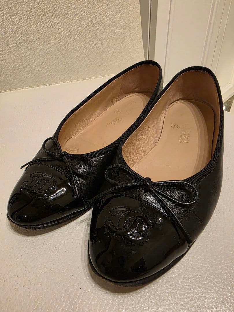 【美品】CHANEL シャネル バレリーナ フラットシューズ 36½ブラック
