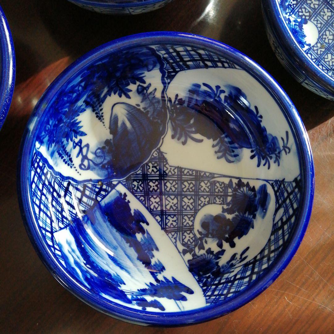 伊万里　ベロ藍染付鉢　5客　18cm　幕末～明治初期