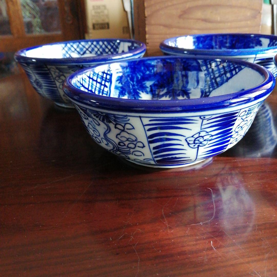 伊万里　ベロ藍染付鉢　5客　18cm　幕末～明治初期