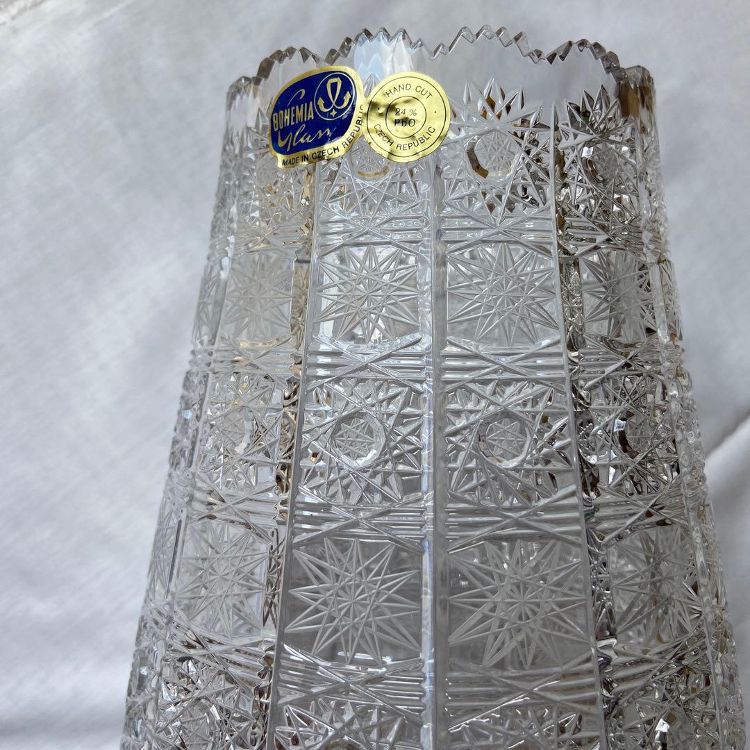 ボヘミアクリスタルガラス　大型花瓶　　　　　　未使用品