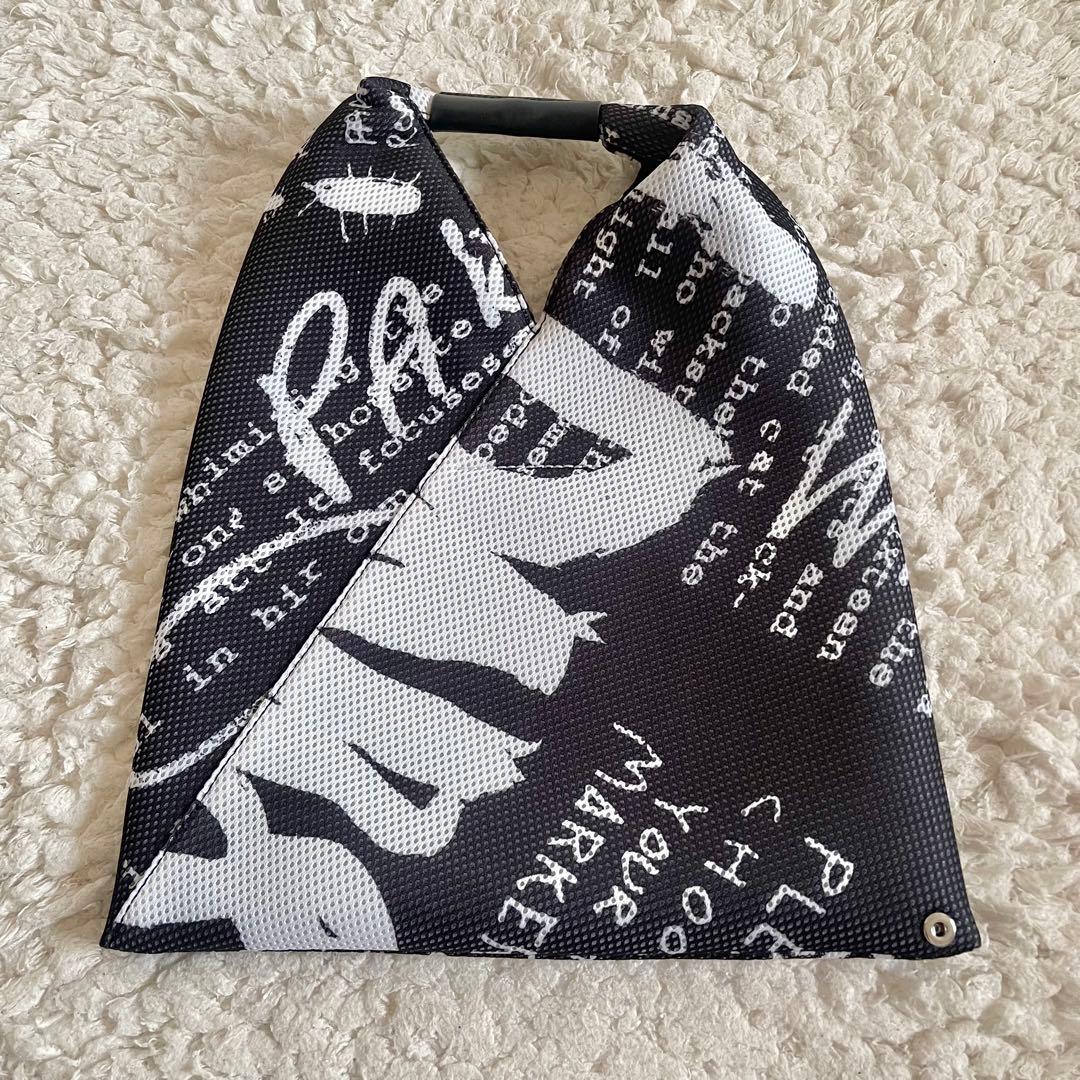 新品　MM6 マルジェラ　ジャパニーズバッグ ロゴ柄　白　黒　スモール