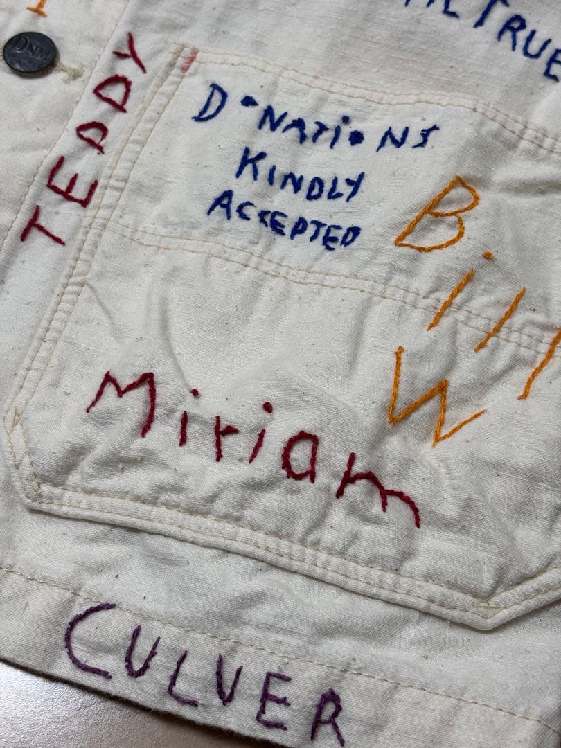 DENIMDUNGAREE カラフルラクガキハンド刺繍錆加工ボタンジャケット