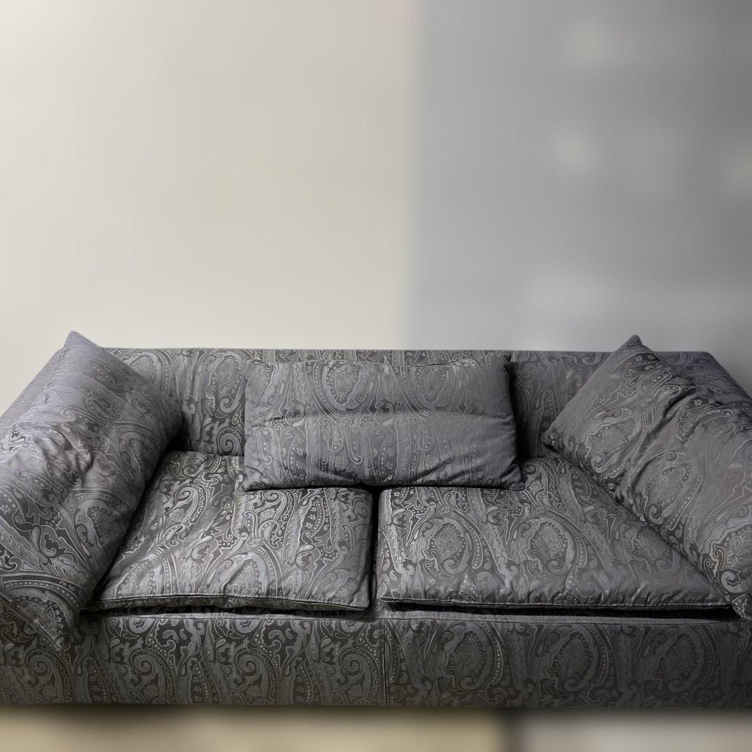 フクラ　3人掛け　ソファ　ペイズリー　グレー　クッション
