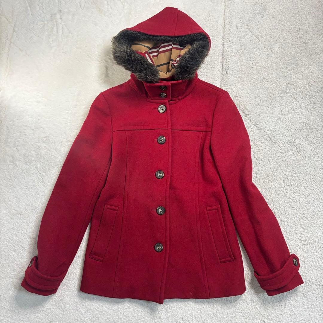 バーバリーブルーレーベル フーデッドコート ウールコート2way