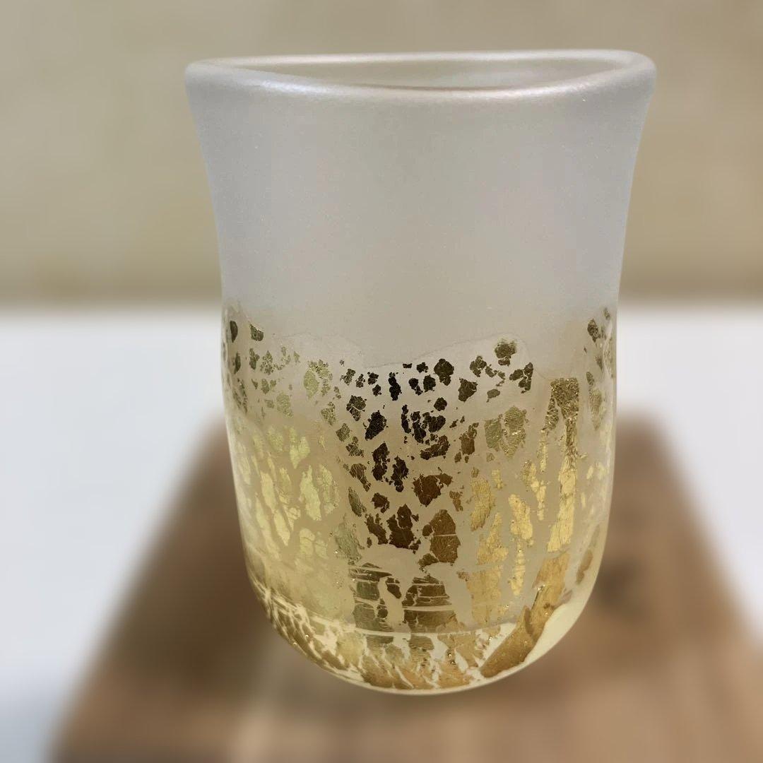 藤田喬平 手吹硬質金彩 ぐい呑み