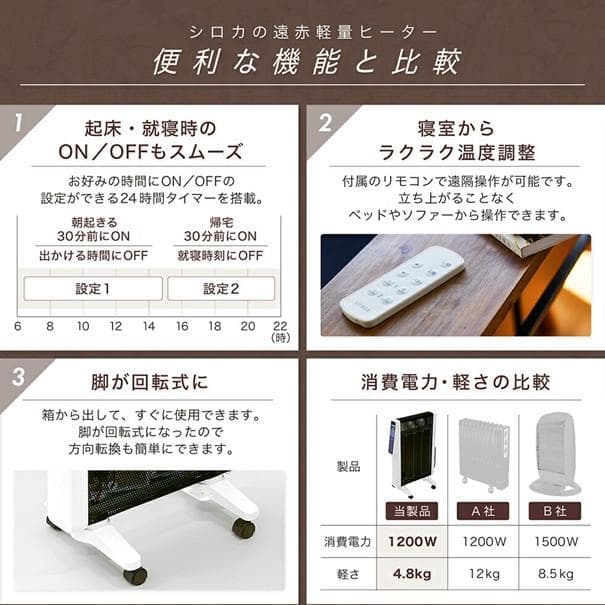 siroca 電気ヒーター 本体 取扱説明書付き