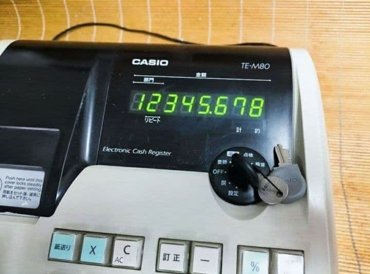 カシオレジスター　TE-M80　中古品　人気機種感熱紙　送料無料　801121