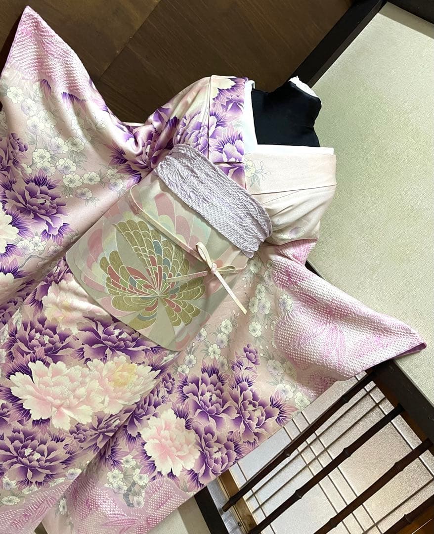 振袖フルセット6点サイズM〜Ｌ絞り花文　正絹売り切り終了