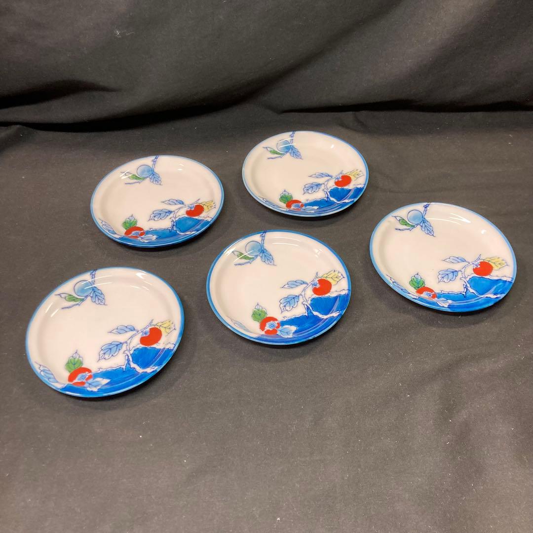 【未使用】色鍋島 稚山 丸皿 4種 各5枚 計20枚セット